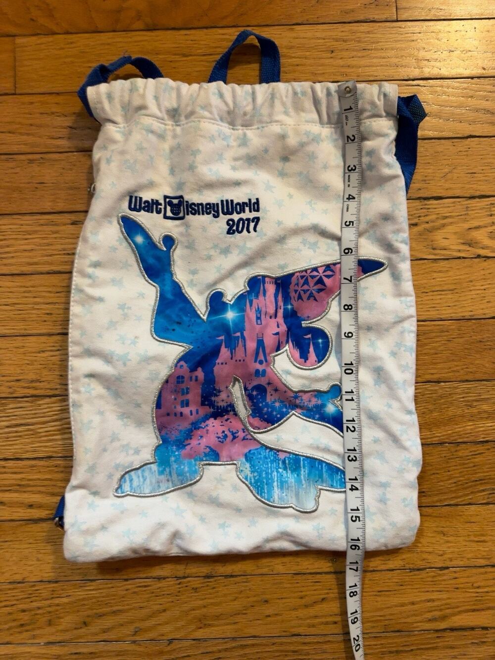 Walt Disney World 2017 Sorcerer Mickey Drawstring Backpack Cinch Bag Parks